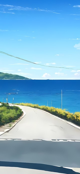 蓝色海边公路