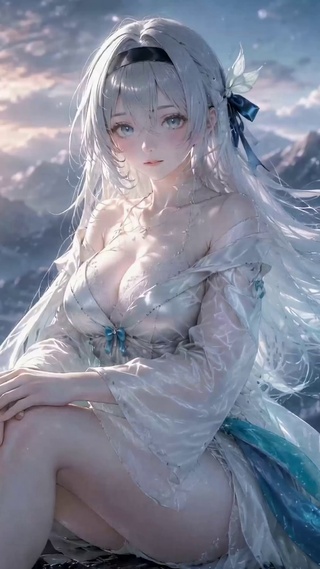 雪山晨光少女