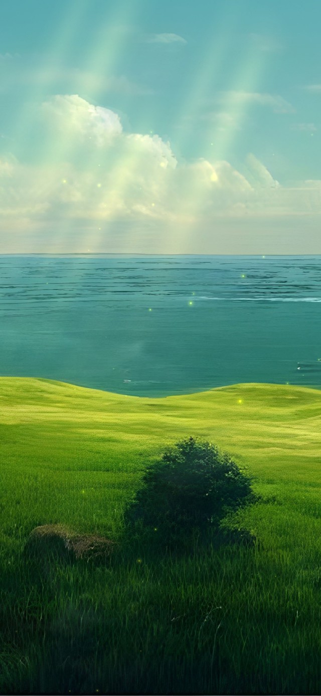 唯美护眼海边绿草