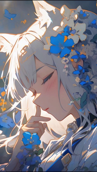 蓝花少女