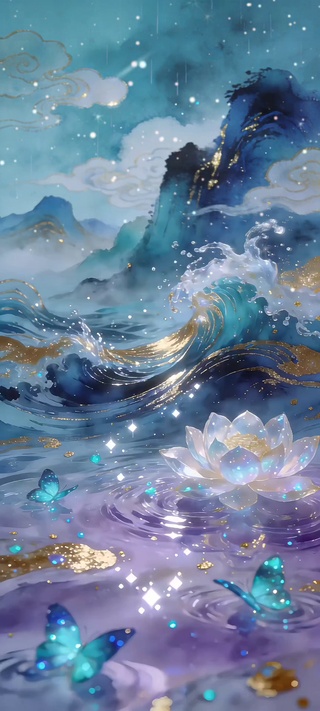 全屏清冷深海国风治愈意境