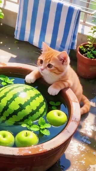 阳台小猫的西瓜