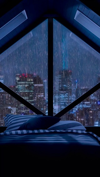 阁楼房间夜雨