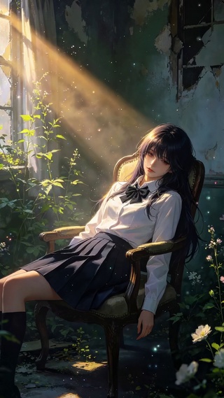 光影忧郁美女壁纸