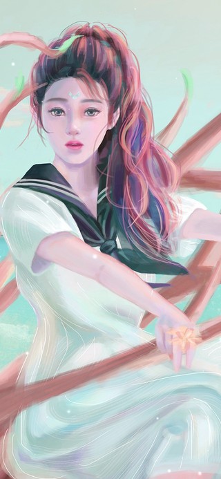 唯美海边水手服女孩