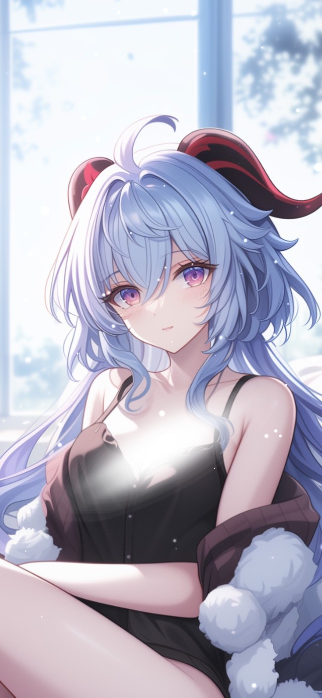 雪墨壁纸丨甘雨丨惬意午后丨