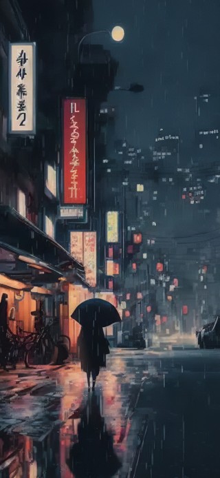 治愈雨夜东京街道