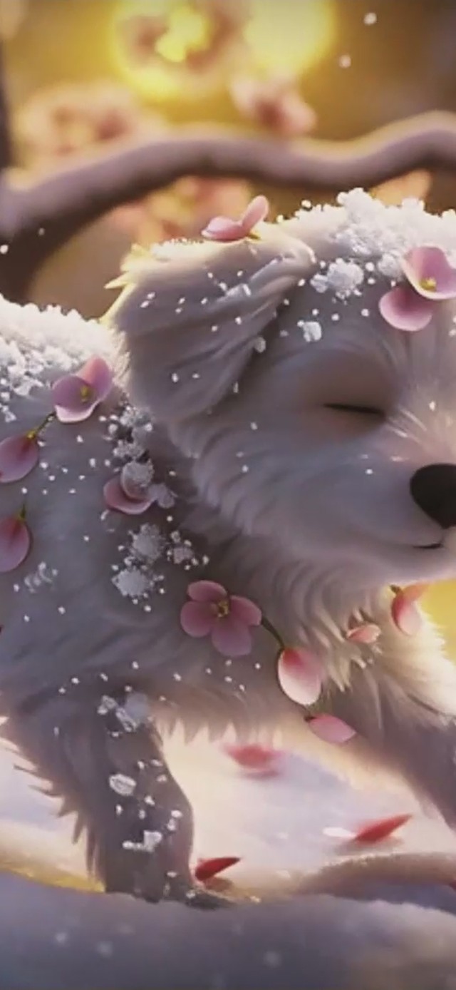 雪中奔跑的小狗