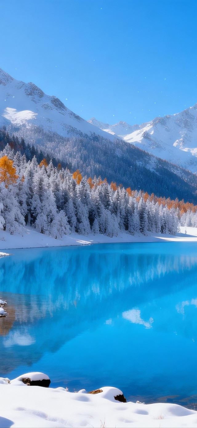 雪湖红叶