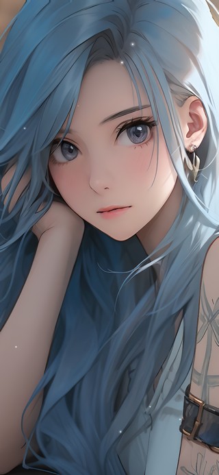 治愈蓝发少女