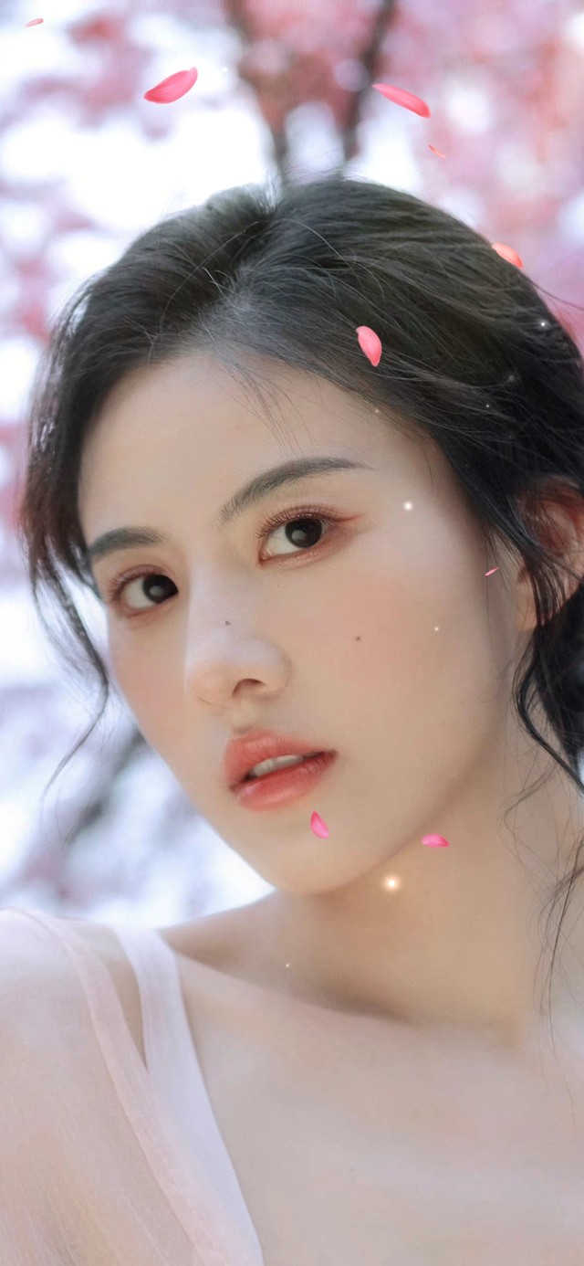 樱花树下的美女