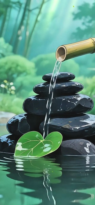 清新治愈流水绿景