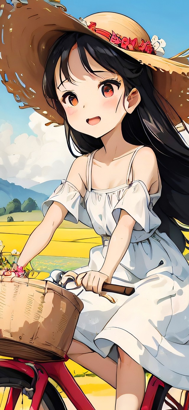 4k田野单车女孩