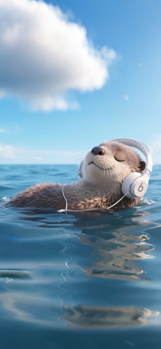 戴耳机的水獭