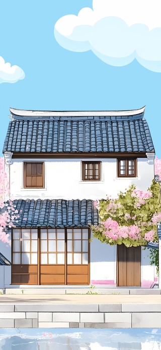 唯美樱花水街