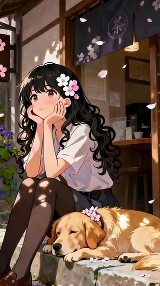 女孩与萌宠狗