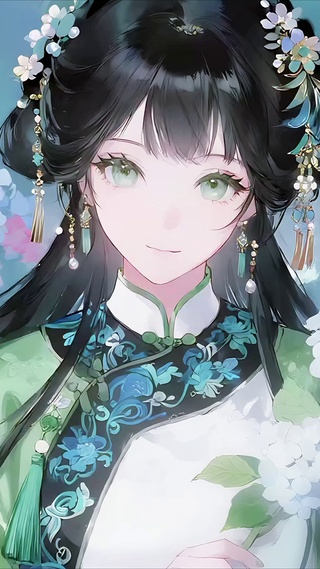 唯美清新绣球花少女