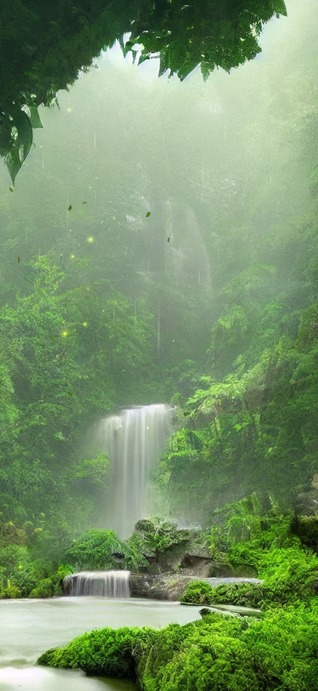 4K护眼青山瀑布