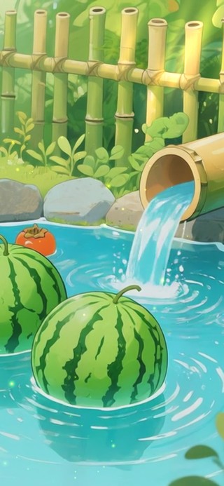 清新夏日水池