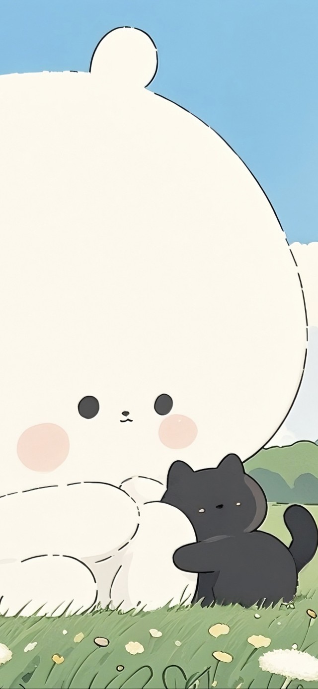 大头熊和小黑猫的治愈抱