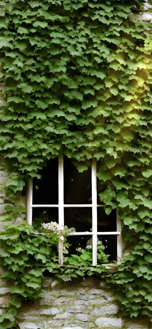 长满爬山虎的窗户