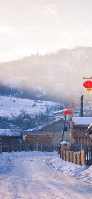 唯美治愈雪村小路