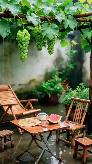 葡萄架下