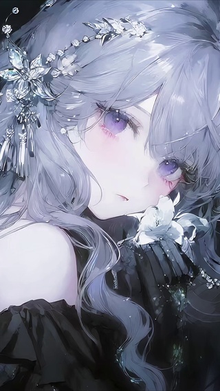 夜花园银发少女