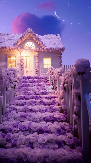 紫色浪漫玫瑰花房