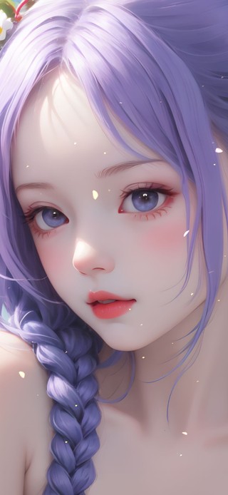 夏日甜美紫发美少女