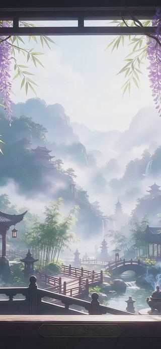 古风紫藤花风景