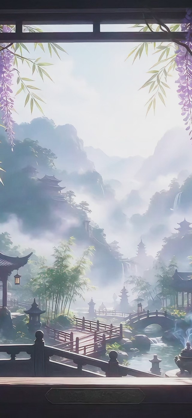 古风紫藤花风景