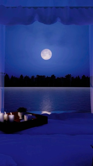 月夜湖畔卧室