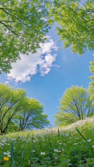 清新治愈林间草地风光