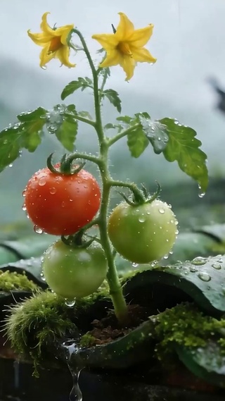 雨天花草树木