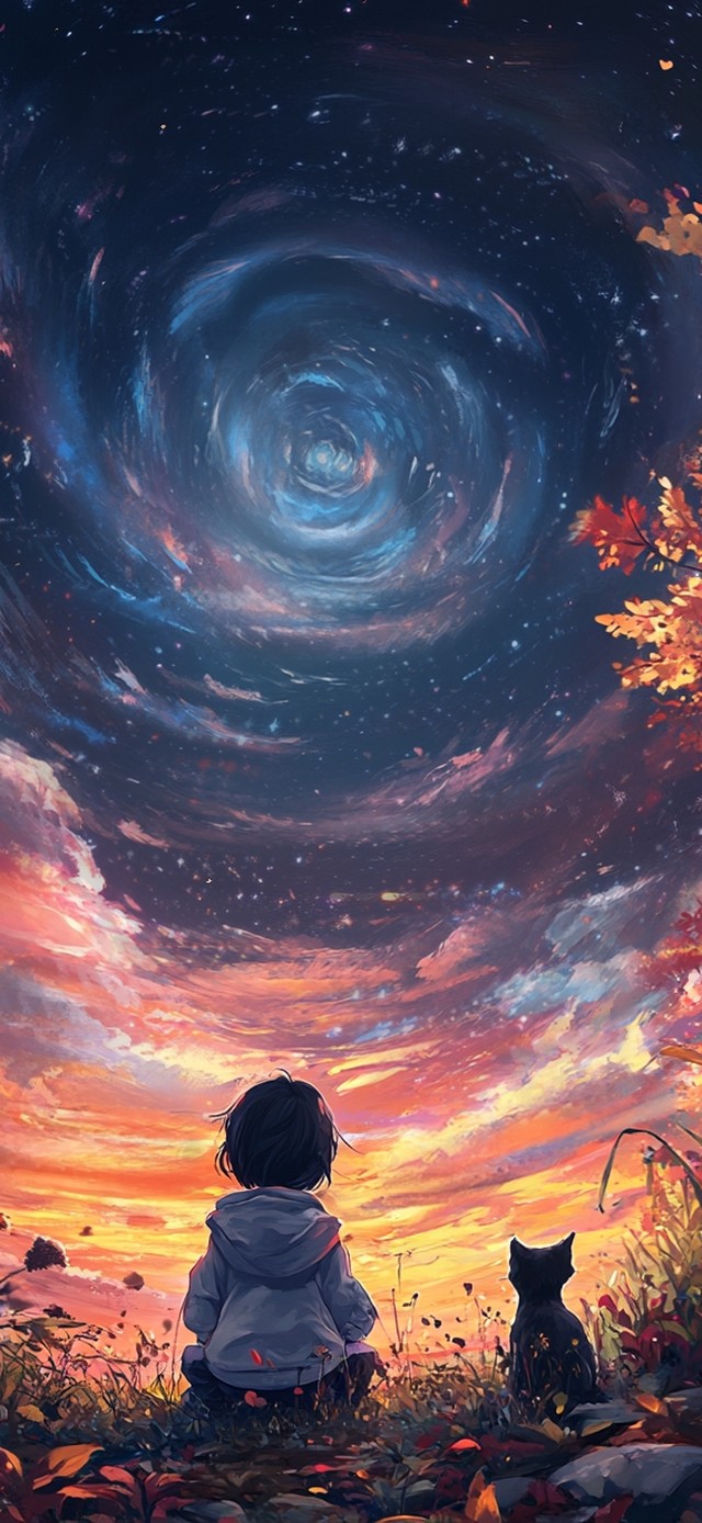 秋叶银河女孩猫咪