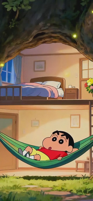 夜晚吊床小新