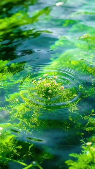 4K高清自然水草绿