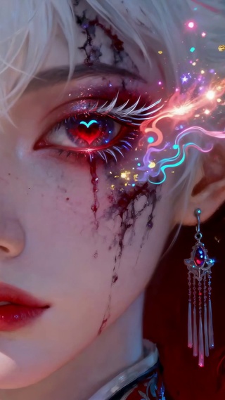 银发双马尾的炫彩少女