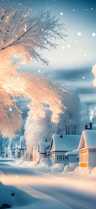 唯美治愈冬日乡村雪景