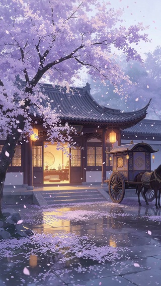 古风落花美景