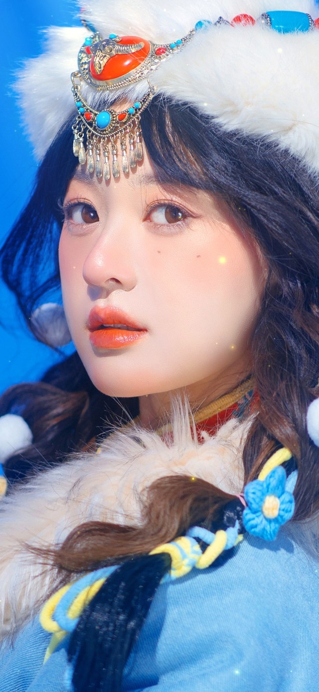 图少数民族女神典雅美少女可爱护眼清纯治愈唯美互动粒子互动壁纸标签