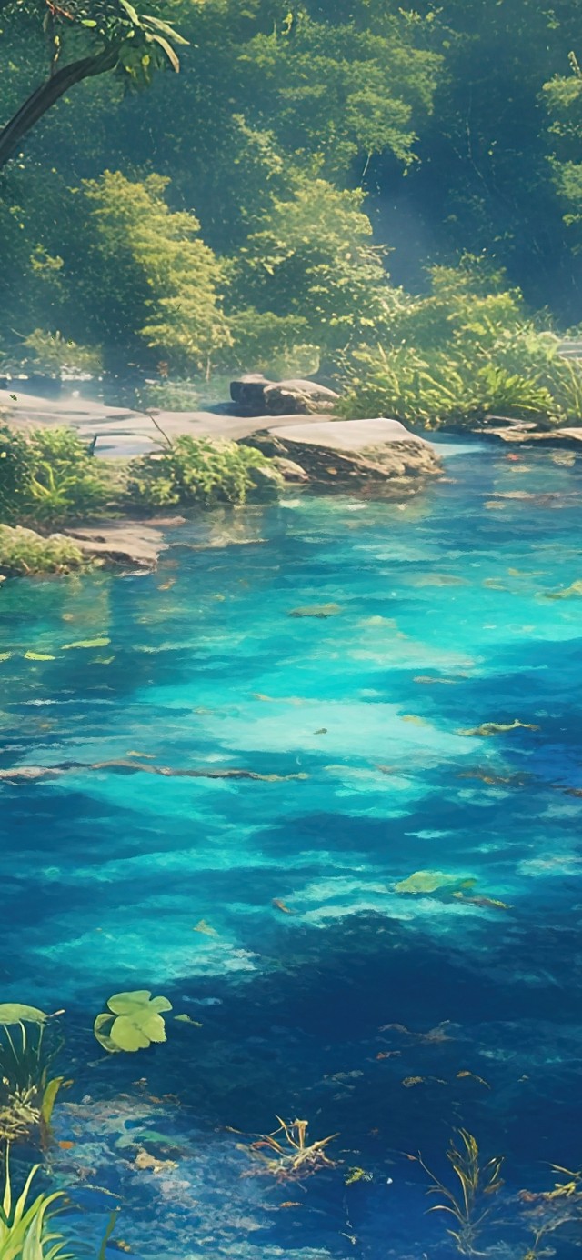 火山岛清澈水潭