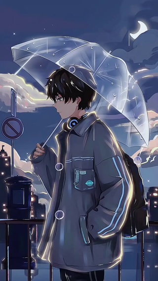 浮世绘撑伞思念少年
