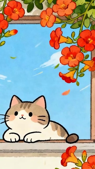 望着花草树木猫咪