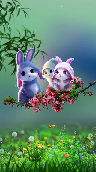 三只小兔荡秋千