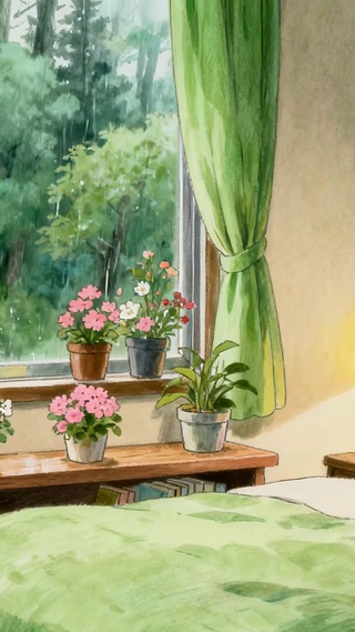 小清新安静雨天卧室