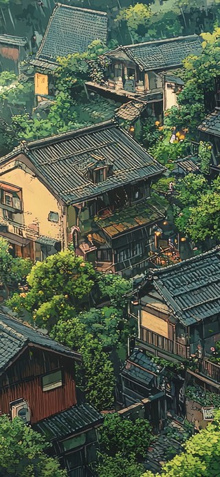 绿色自然清新静谧小镇