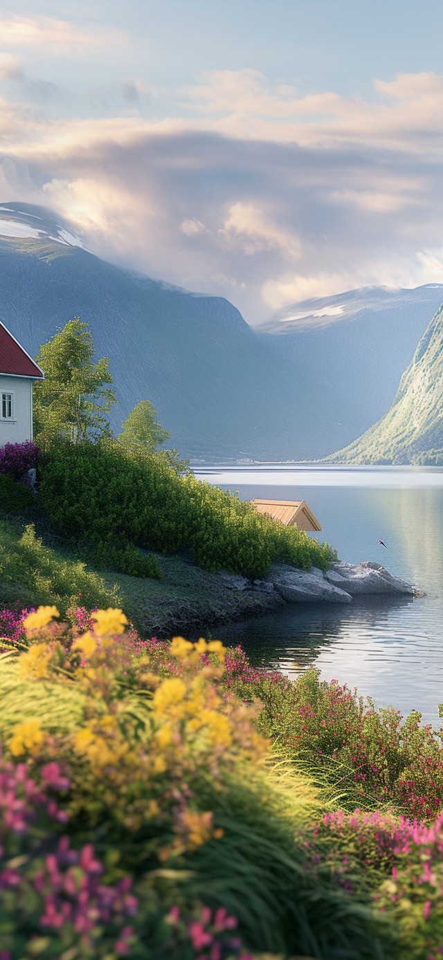 4K 青山绿水蓝天白云静谧小屋