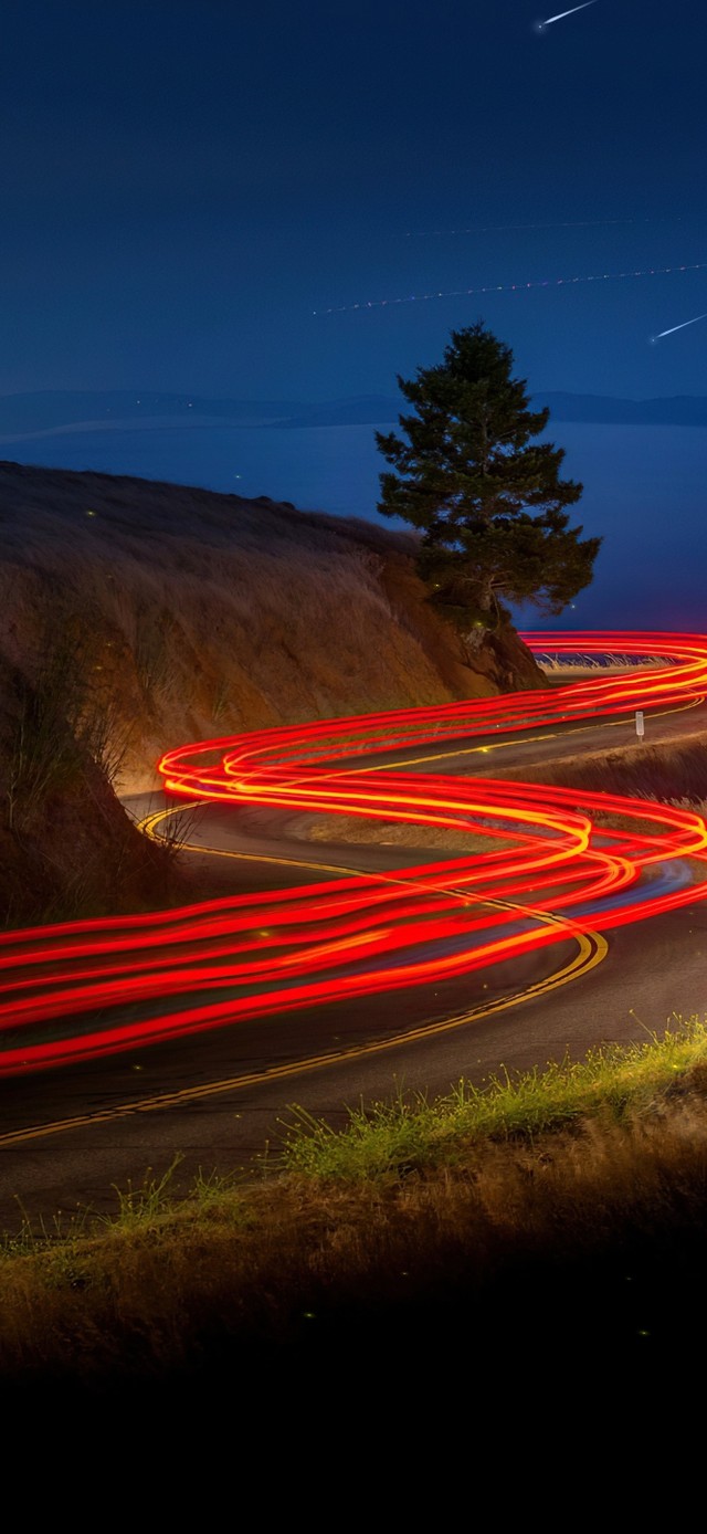 4K 唯美治愈夜晚的山崖边小路
